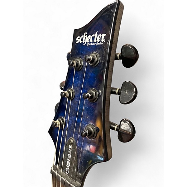Used 2022 Schecter Guitar Research Omen Elite Blue Burst Solid Body Electric Guitar