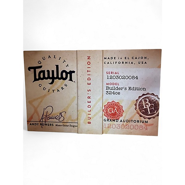 Used Taylor BUILDERS EDITION 324CE TOBACCO KONA Acoustic Electric Guitar