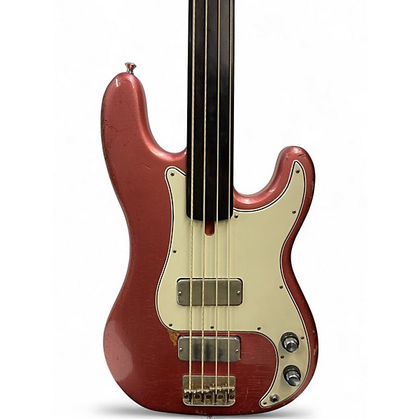 Used Bluesman Vintage CUSTOM FRETLESS PRECISION/JAZZ BASS Burgundy Mist Electric Bass Guitar
