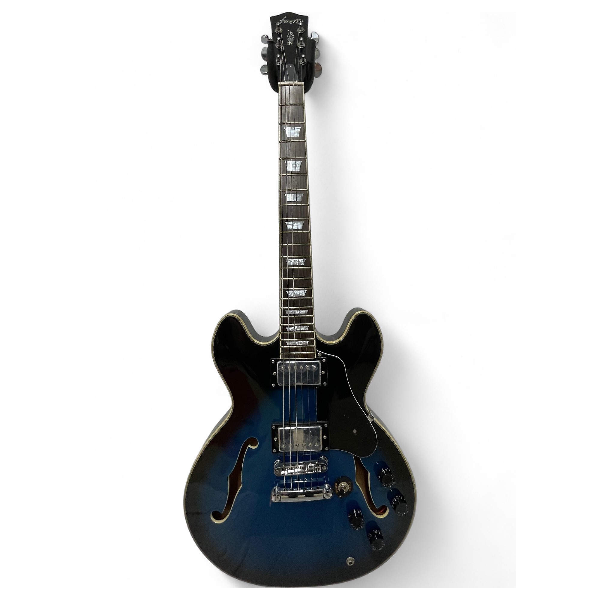 Used Firefly ff338 Blue Burst Hollow Body Electric Guitar