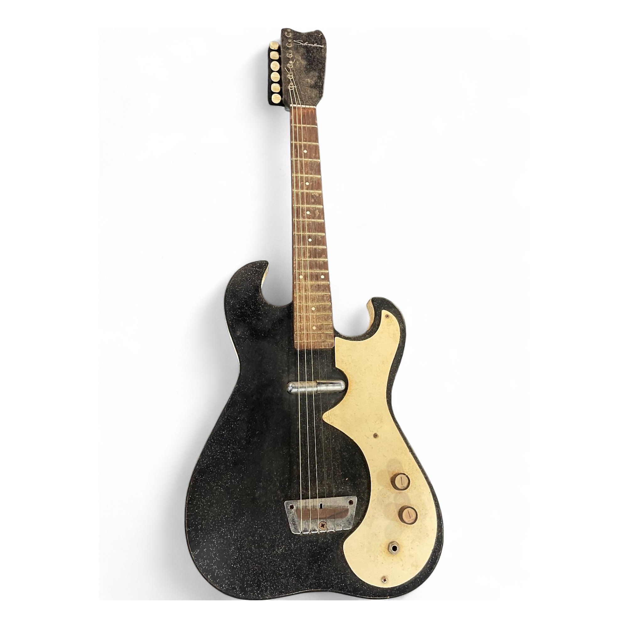 Vintage 1960s Silvertone St Style Black and White Solid Body