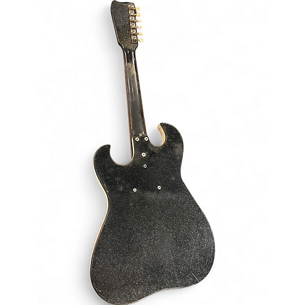 Vintage 1960s Silvertone St Style Black and White Solid Body Electric Guitar