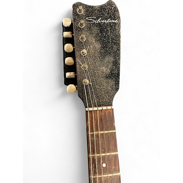 Vintage 1960s Silvertone St Style Black and White Solid Body Electric Guitar
