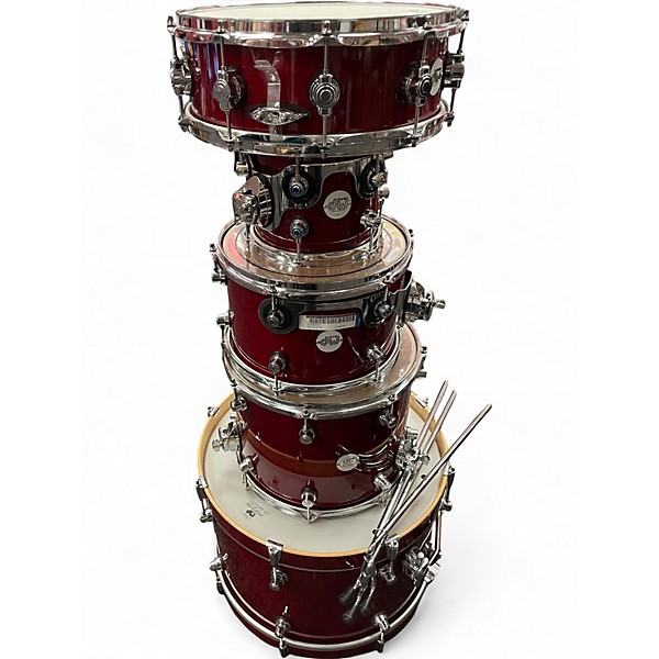 Used DW 5 Piece Design Series Satin Cherry Drum Kit