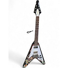 Used Epiphone JIMI HENDRIX FLYING V LOVE DROPS Ebony Solid Body Electric Guitar