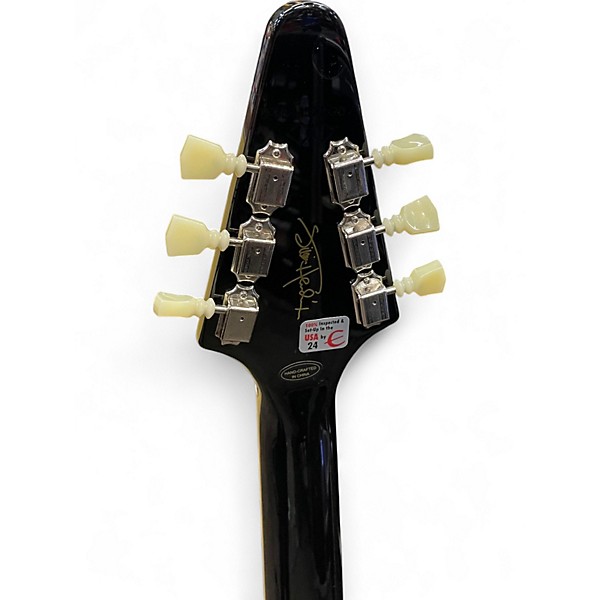 Used Epiphone JIMI HENDRIX FLYING V LOVE DROPS Ebony Solid Body Electric Guitar