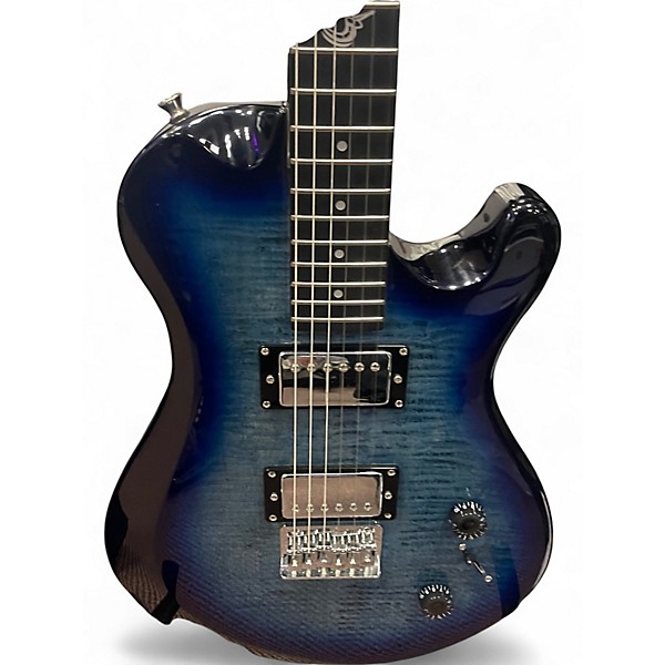 Used Journey Instruments OE990 Blue Ghost Flames Solid Body Electric Guitar