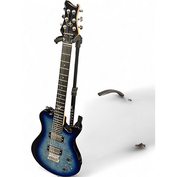 Used Journey Instruments OE990 Blue Ghost Flames Solid Body Electric Guitar