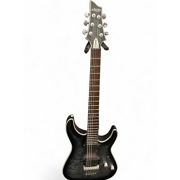 Used Schecter Guitar Research C1 Platinum Trans Black Solid Body Electric Guitar