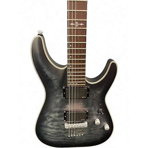 Used Schecter Guitar Research C1 Platinum Trans Black Solid Body Electric Guitar