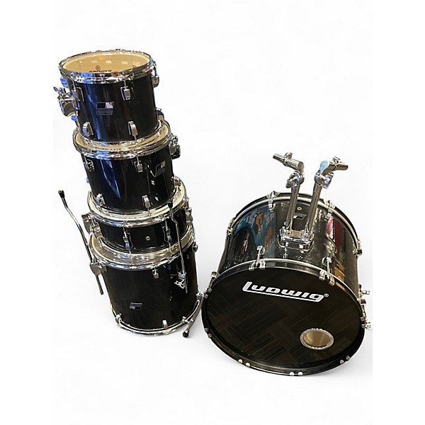Used Ludwig 5 Piece BACKBEAT BLACK SPARKLE Drum Kit