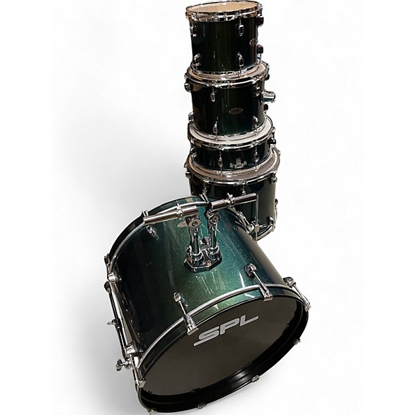 Used SPL 5 Piece Unity II Dark Green Sparkle Drum Kit