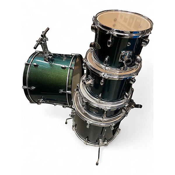 Used SPL 5 Piece Unity II Dark Green Sparkle Drum Kit