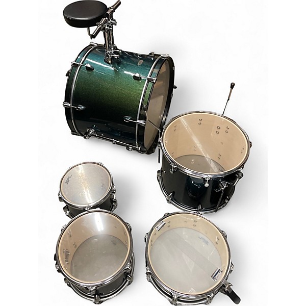 Used SPL 5 Piece Unity II Dark Green Sparkle Drum Kit