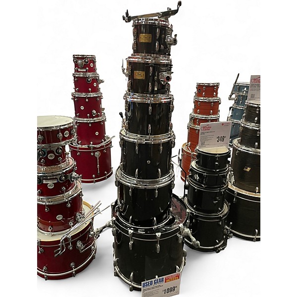 Used Pearl 5 Piece Masters Studio Burch Shell Black Drum Kit