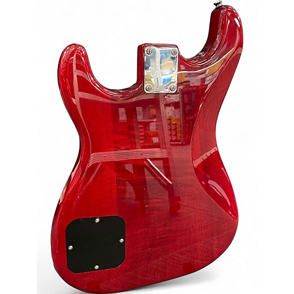 Used Squier Paranormal Strat-O-Sonic Crimson Red Transparent Solid Body Electric Guitar