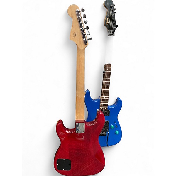 Used Squier Paranormal Strat-O-Sonic Crimson Red Transparent Solid Body Electric Guitar