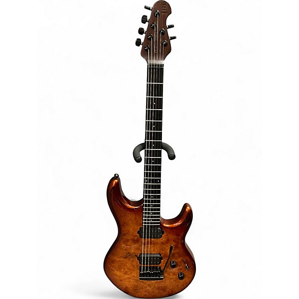 Used 2022 Ernie Ball Music Man LUKE III BFR BALL FAMILY RESERVE WOODY TRANS AMBER BURL Solid Body Electric Guitar