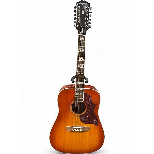 Used Epiphone Inspired by Gibson Hummingbird 12 Cherry Sunburst 12 String Acoustic Electric Guitar