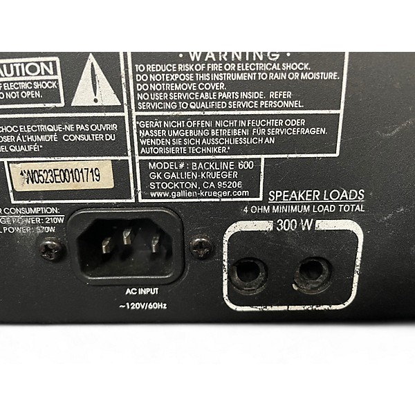 Used Gallien-Krueger Backline 600 300W Bass Amp Head