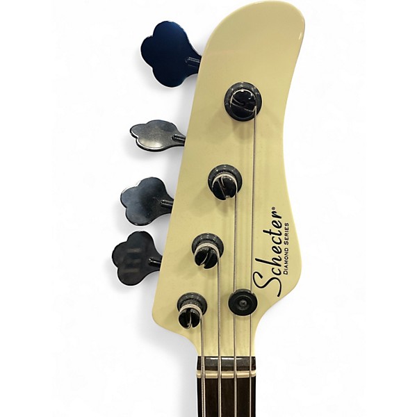 Used Schecter Guitar Research Diamond series P4 wHITE Electric Bass Guitar