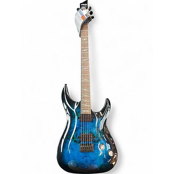 Used 2023 Schecter Guitar Research Omen Extreme 6 Blue Burst Solid Body Electric Guitar