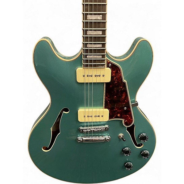 Used D'Angelico Premier Series DC Blue Burst Hollow Body Electric Guitar