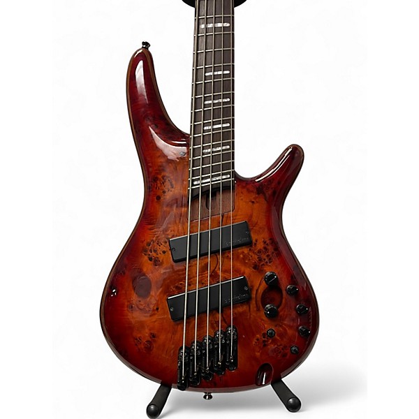 Used Ibanez SRMS805 Red Orange Electric Bass Guitar