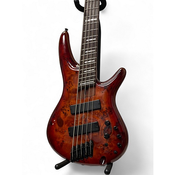 Used Ibanez SRMS805 Red Orange Electric Bass Guitar