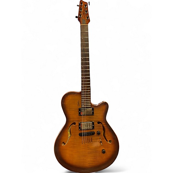 Used Godin Flat Five Lightburst Hollow Body Electric Guitar