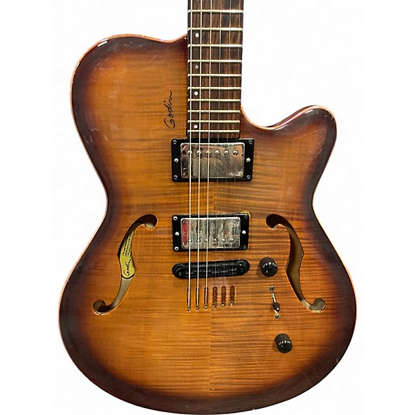 Used Godin Flat Five Lightburst Hollow Body Electric Guitar