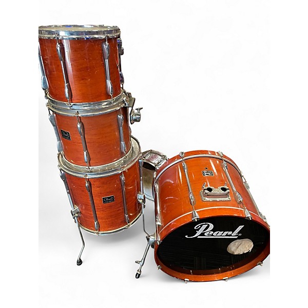 Used Pearl 5 Piece Export ORANGE Drum Kit