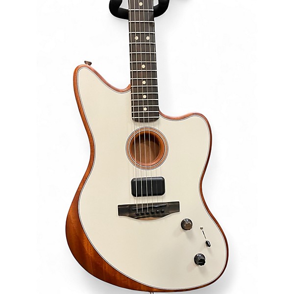 Used Fender AMERICAN ACOUSTASONIC JAZZMASTER WHITE Solid Body Electric Guitar