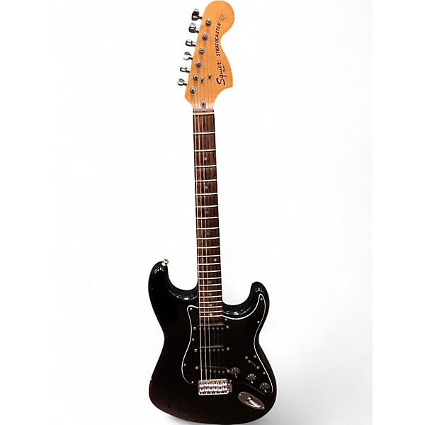 Used 1980s Squier Japan Stratocaster Black Solid Body Electric Guitar