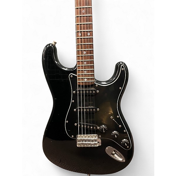 Used 1980s Squier Japan Stratocaster Black Solid Body Electric Guitar