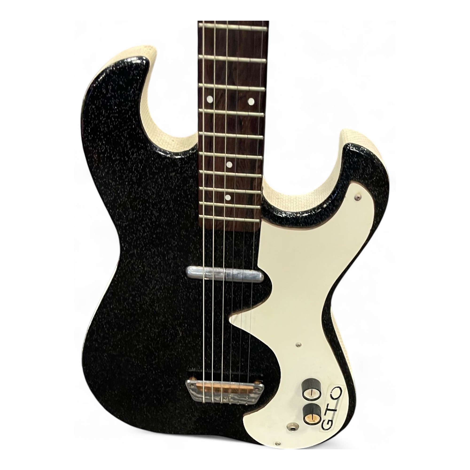 Vintage 1960s Silvertone 1448 Black Solid Body Electric Guitar