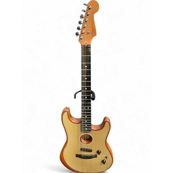 Used Fender American Acoustasonic Stratocaster Transparent Sonic Blue Acoustic Electric Guitar