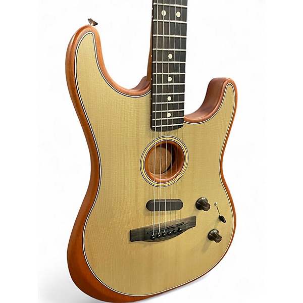 Used Fender American Acoustasonic Stratocaster Transparent Sonic Blue Acoustic Electric Guitar