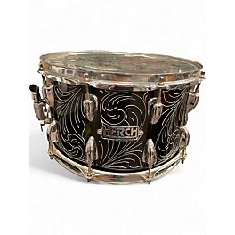 Used Herch 14X8 Herch Limited Edition Engraved Steel Custom 14x8 Snare Drum Black and Silver Drum