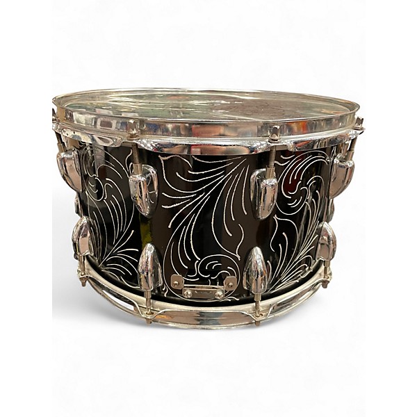 Used Herch 14X8 Herch Limited Edition Engraved Steel Custom 14x8 Snare Drum Black and Silver Drum