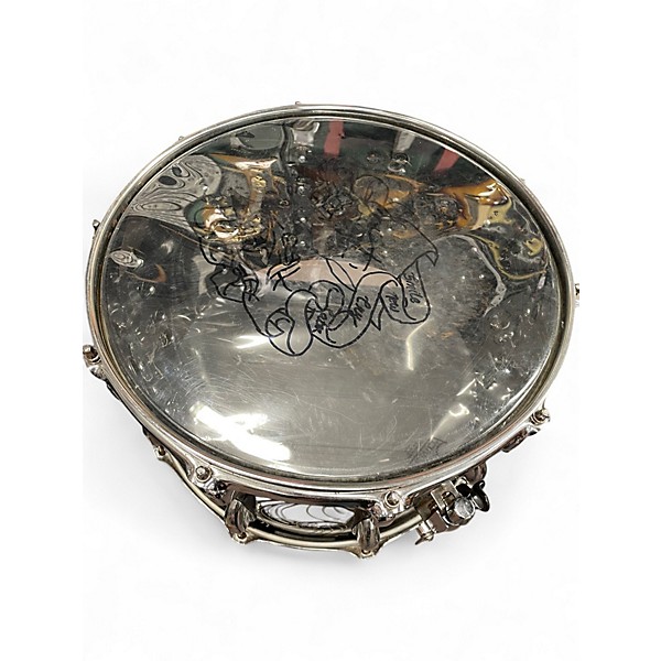 Used Herch 14X8 Herch Limited Edition Engraved Steel Custom 14x8 Snare Drum Black and Silver Drum