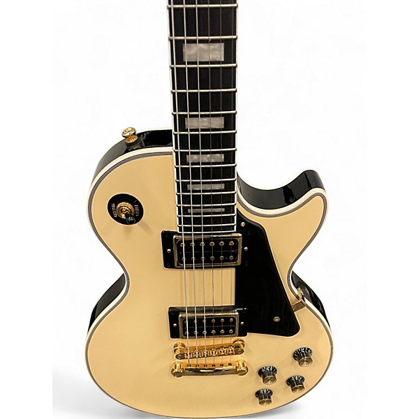 Used Epiphone Les Paul Custom Blackback Pro Antique Ivory Solid Body Electric Guitar