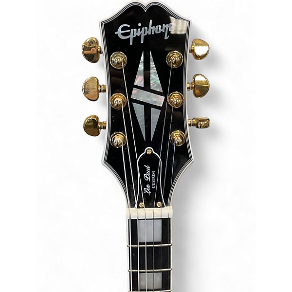 Used Epiphone Les Paul Custom Blackback Pro Antique Ivory Solid Body Electric Guitar