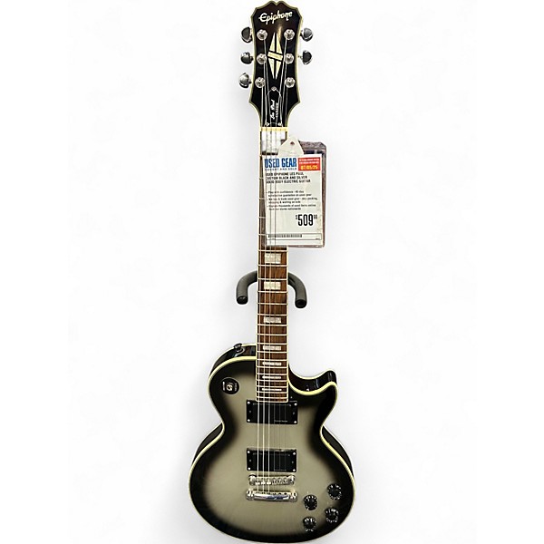 Used Epiphone Les Paul Custom Black and Silver Solid Body Electric Guitar