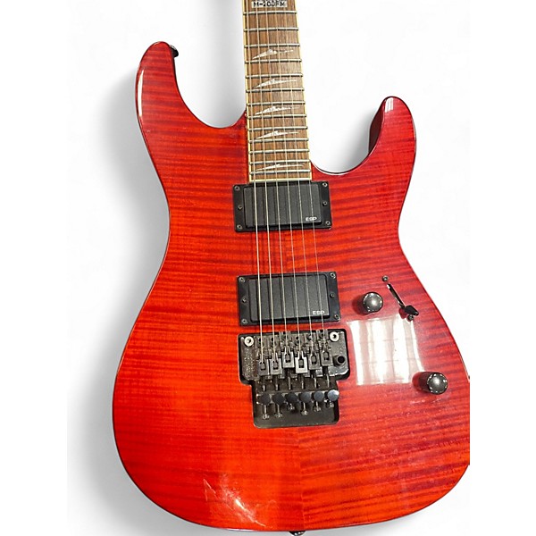 Used ESP LTD M200FM RED TRANS FLAME Solid Body Electric Guitar