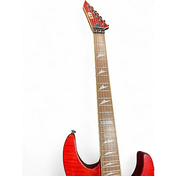 Used ESP LTD M200FM RED TRANS FLAME Solid Body Electric Guitar