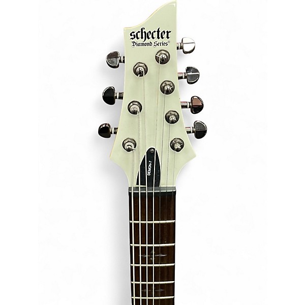 Used Schecter Guitar Research Demon 7 String White Solid Body Electric Guitar