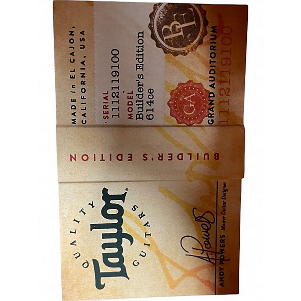 Used Taylor 614CE V-Class Builder's Edition Natural Acoustic Electric Guitar