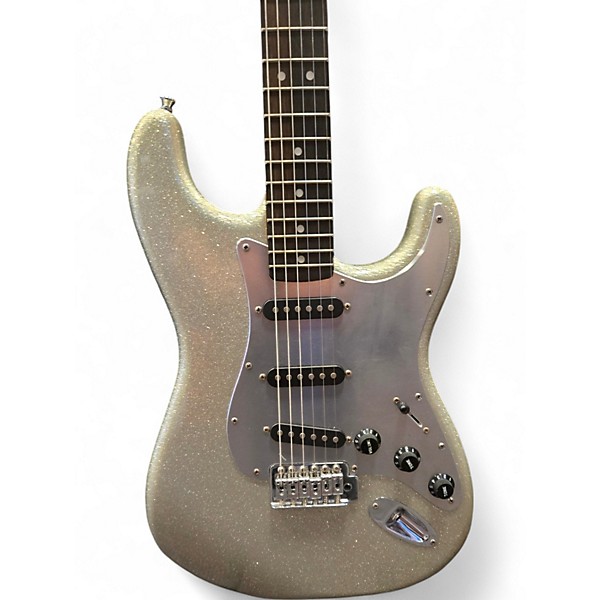 Used Miscellaneous PARTSCASTER Silver Sparkle Solid Body Electric Guitar