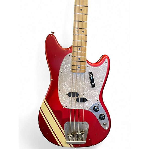 Used 2022 Nash Guitars MB63 Candy Apple Red W/ WHT racing stripe Electric Bass Guitar